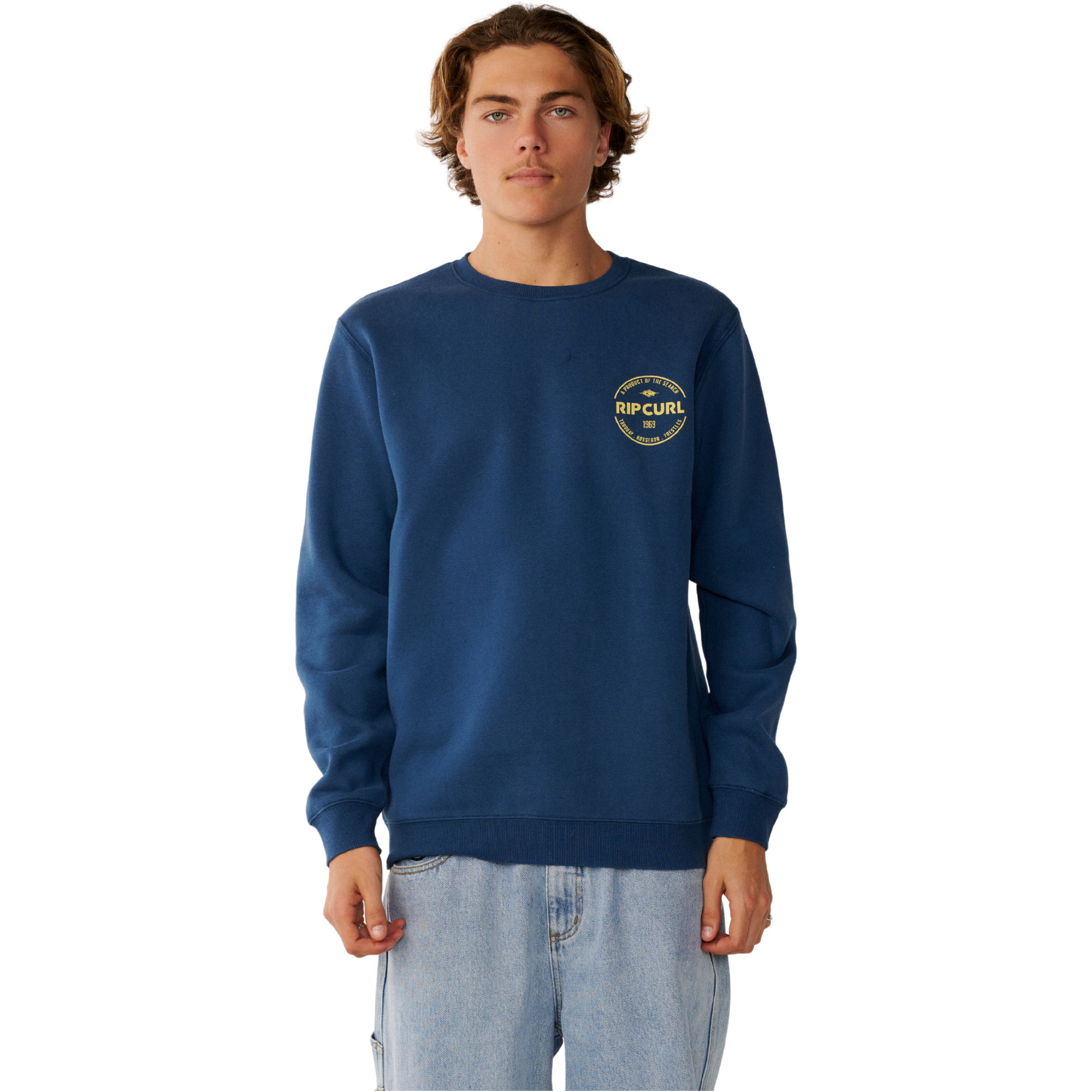 2026 Rip Curl Heren Basis Crew Sweatshirt 0CEMFL - Light Navy